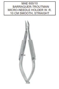 Barraquer-Troutman Micro-Needle Holder W. R.10 cm Smooth, Straight